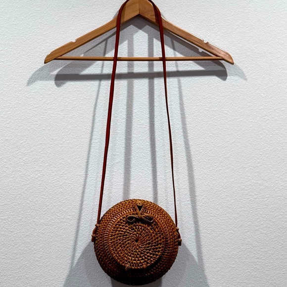 Boho Round Rattan Woven Wicker Bag - Picture 6 of 7